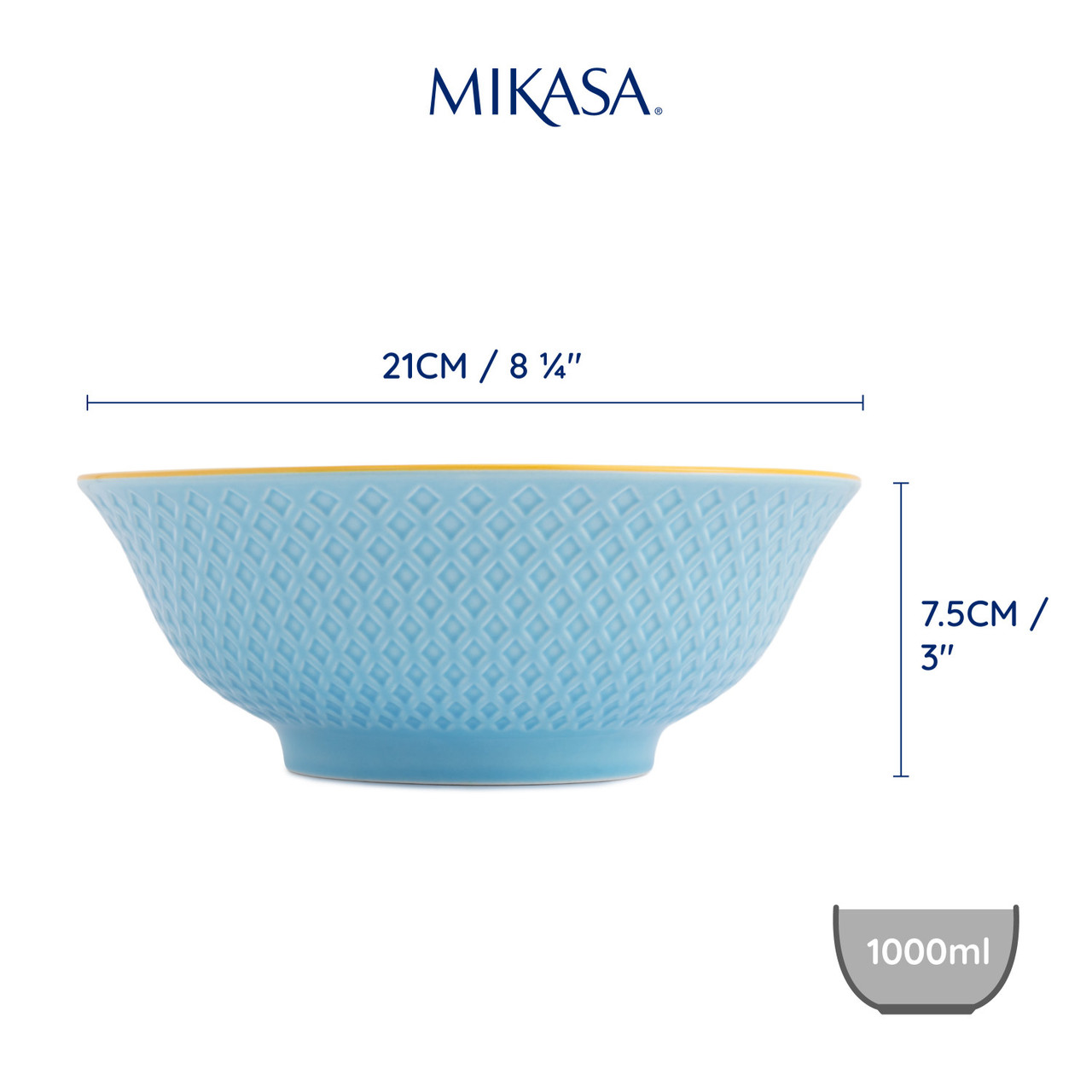 Miska Mikasa 21 cm modro-korálový mozaikový vzor, 900 ml, kamenina7